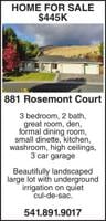 HOME FOR SALE $445K 881 Rosemont